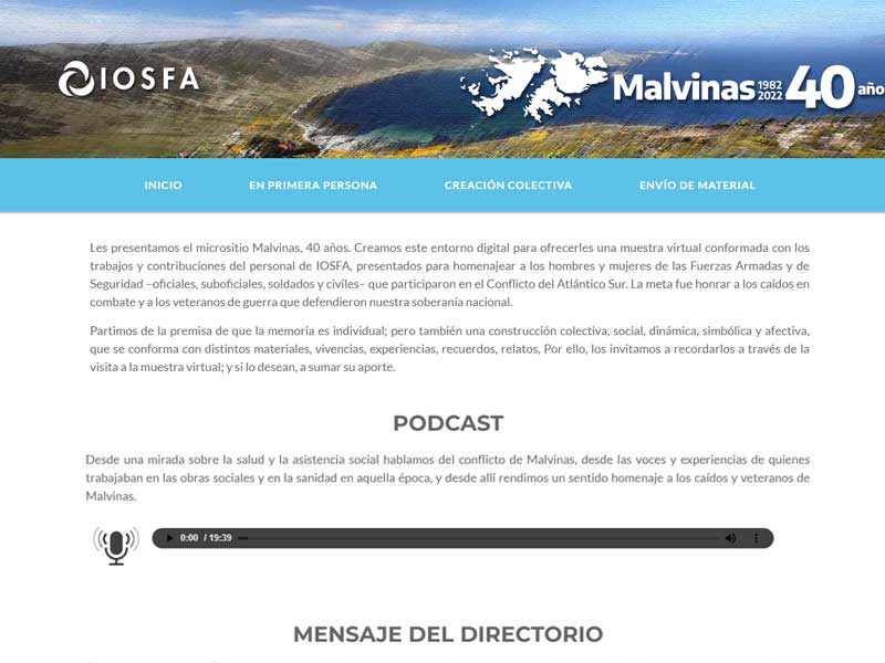 Imagen representativa del sitio web de Malvinas - IOSFA